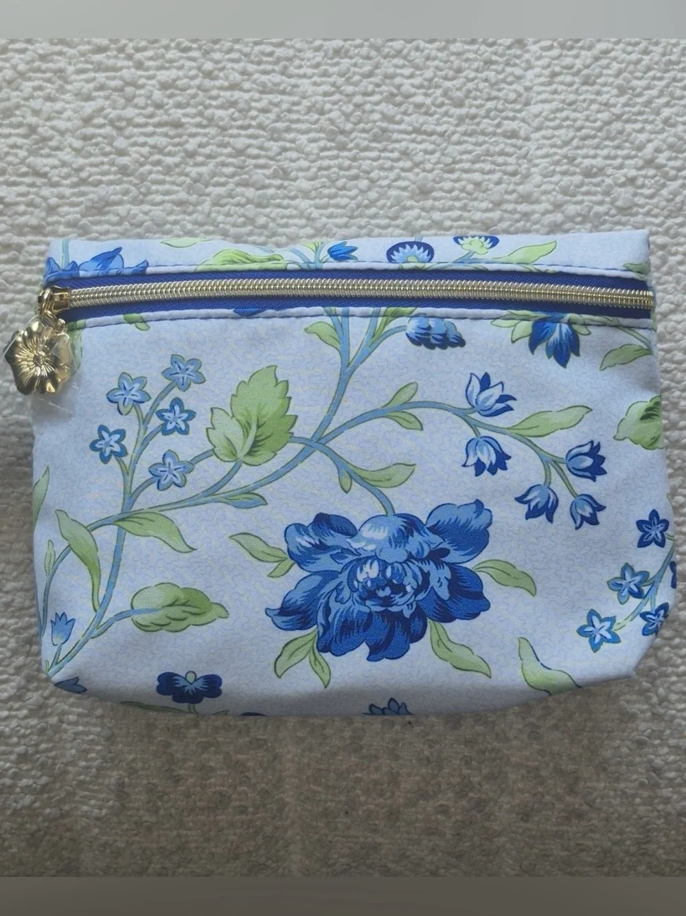 Estee Lauder Blue and Green Floral Cosmetic Pouch